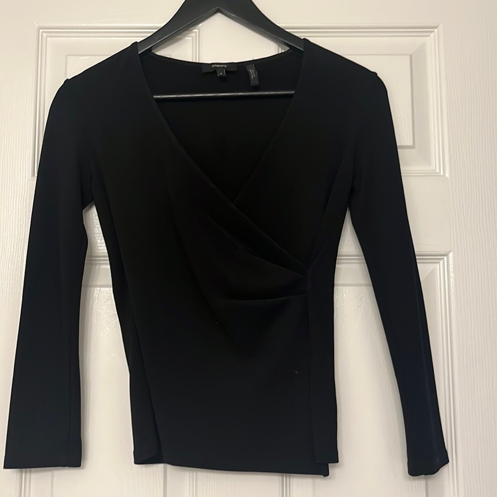 Theory black criss cross shirt